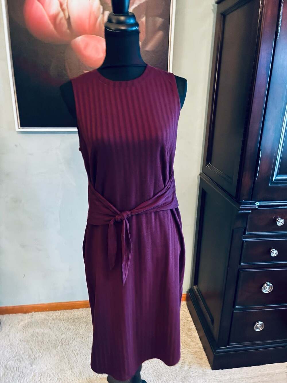 Gianni Bini Sleeveless Ribbed Tie-Waist Dress Sz M A518